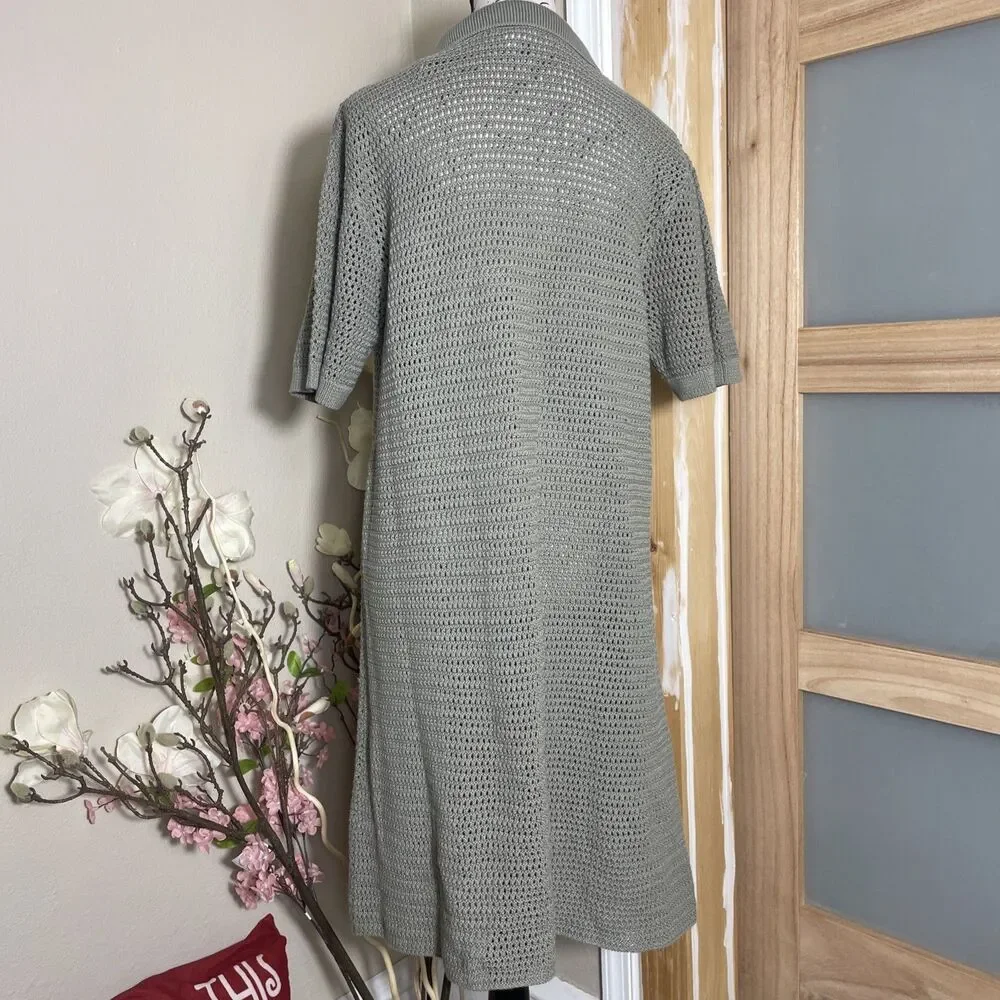 The Drop Melia Collared Crochet Mini Dress Women's Size XXL Green Beach Cover Up
